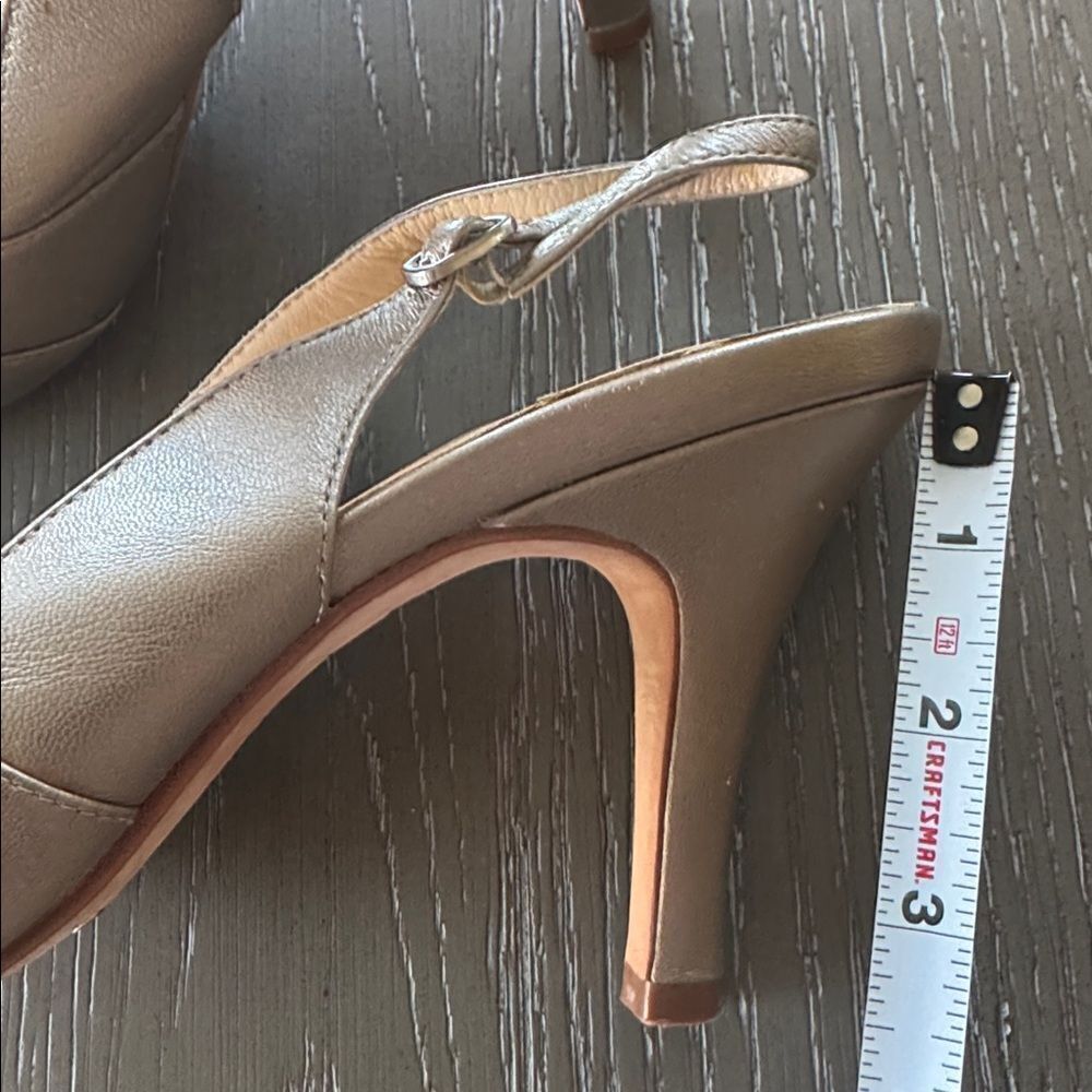 Cole Haan NIKE AIR Elegant Leather Light Pewter Open-Toe Slingback Heels Size 10 - Picture 7 of 12